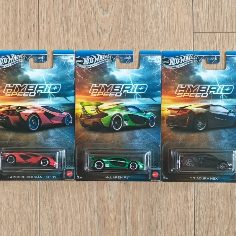 

Новый гибридный набор скоростей Hot Wheels 2025, серебряная серия, Lamborghini Mclaren, масштаб 1:64, литые модели транспортных средств Honda Acura B