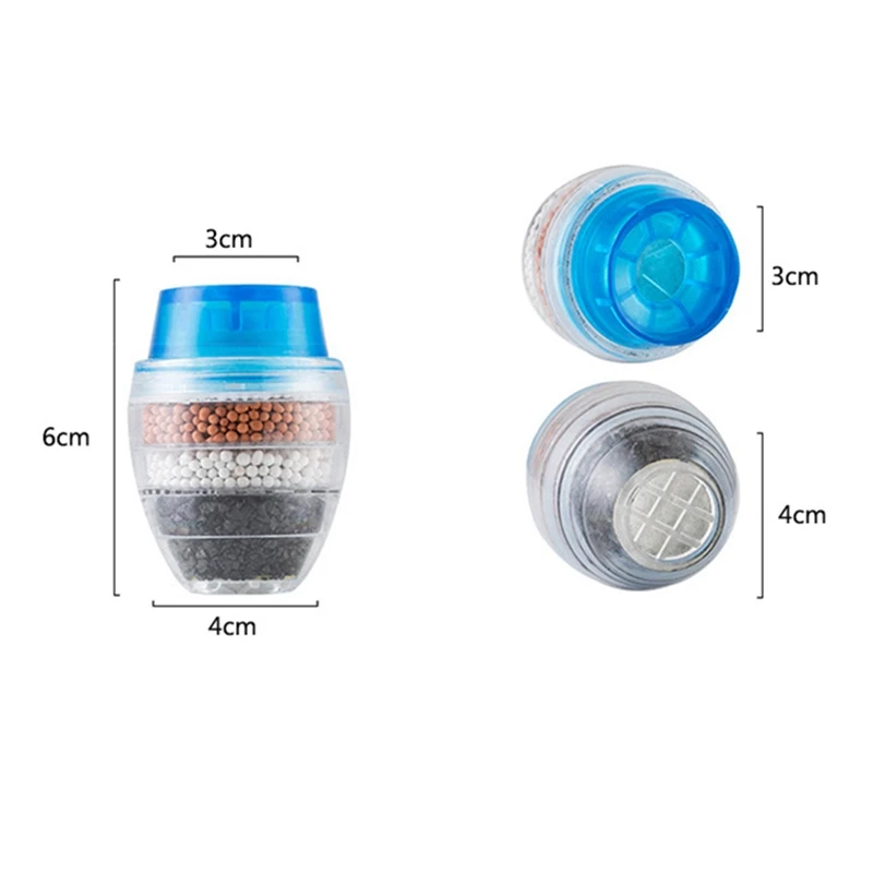 2Pcs Kitchen Home Carbon Faucet Mini Tap Water Clean Filter Purifier Filtration Cartridge Carbon Water Filter Blue