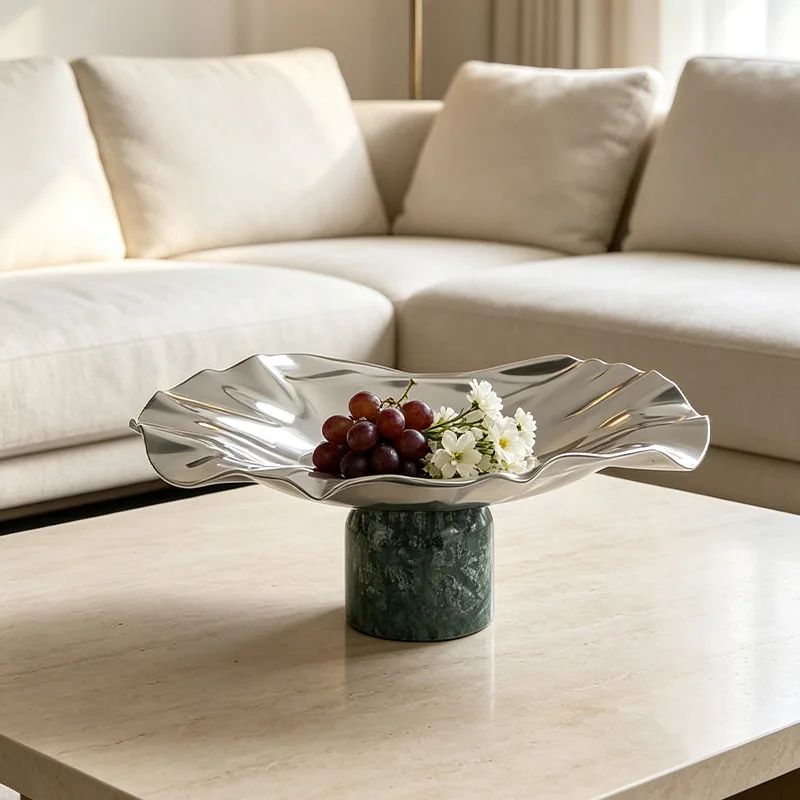 Simple stainless steel creative petal fruit plate living room hotel banquet hall restaurant fruit plate tabletop ornament