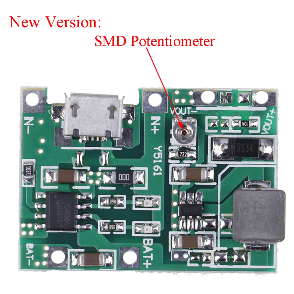 Multimetro da 3,7 V 4,2 V a 5 V 9 V 12 V 24 V USB agli ioni di litio 18650 Batteria al litio Ricarica e potenziamento Modulo regolabile integrato