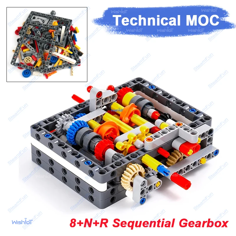 

Конструктор MOC 50877: Ультракомпактный скоростной редуктор 8+N+R, 135 деталей, последовательная трансмиссия, развивающая STEM-игрушка, совместимая