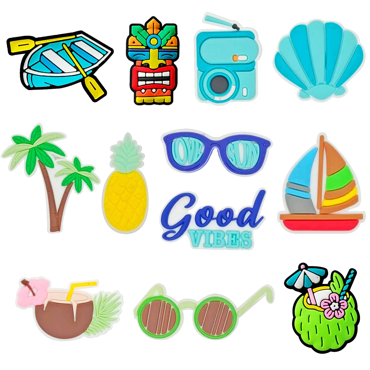 Summer Beach Coconut Shoe Charms Pin for Crocs Accessories Charms Clogs Sandals Decoration Shoe Charms Adult Gifts