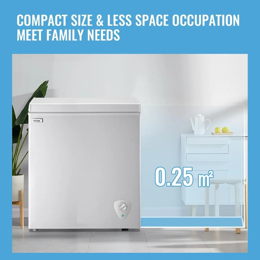 5.0 Cu Ft Chest Freezer with Adjustable Thermostat and Removable Storage Basket White Small Freezer for Home Kitchen Office Bar