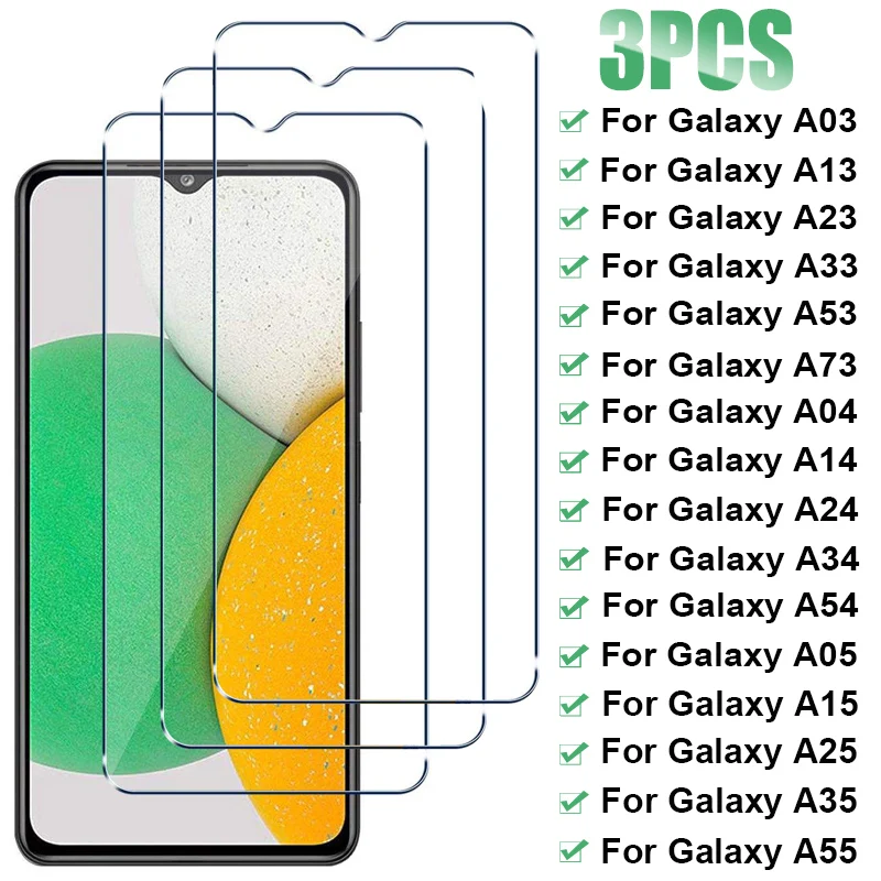 

3PCS Tempered Glass For Samsung Galaxy A54 A34 A24 A14 A04 A05S A55 A35 A15 Screen Protector For Samsung A53 A73 A03S A13 A33 5G