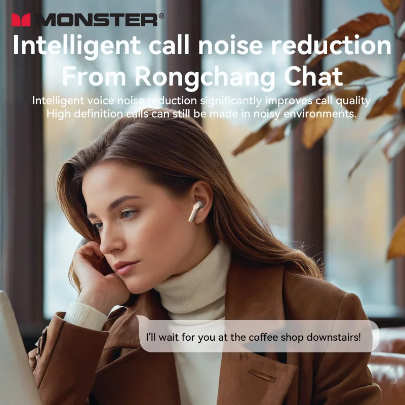 Monster GT16 سماعة لاسلكية Bluetooth5.4 سماعات TWS HIFI جودة الصوت سماعات رياضية سماعة رأس ذكية إلغاء الضوضاء سماعات أذن #6