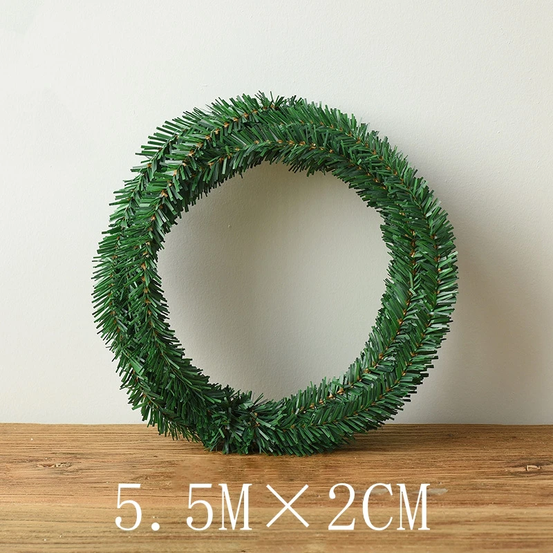 5,5 m grüne künstliche Pflanzengirlande, Weihnachtsdekoration, Weihnachtsbaum für Heimdekoration, Garten, Außentür, Neujahrskranz, Ornament – Detail 8