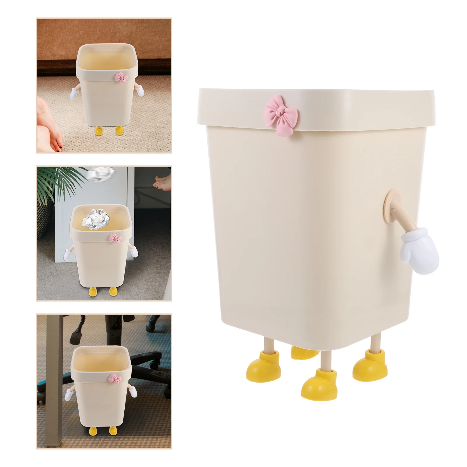 

Large Capacity Plastic Trash Can Decorative Cut Design Modern Waste Bin for Bedroom Bathroom Office Home Use Bedroom Trash Can