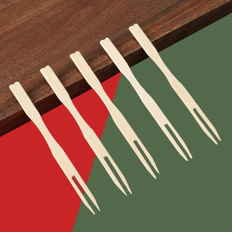 100/200/750pcs Disposable Fruit Fork Cake Picks Fruit Bamboo Stick Fork Mini Cocktail Forks Party Supplies for Appetizer Dessert