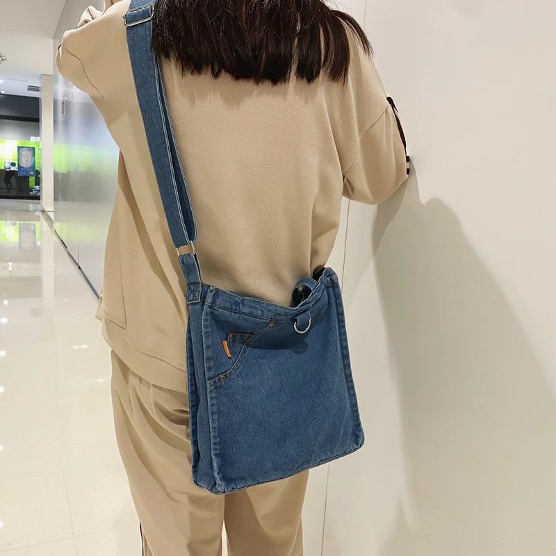 

2023 Jeans Women's Bag Denim Shoulder Cross Bags Female Shopper Eco Bag Korean Tote Handbags Canvas Messenger Bag Y2K Purse INS