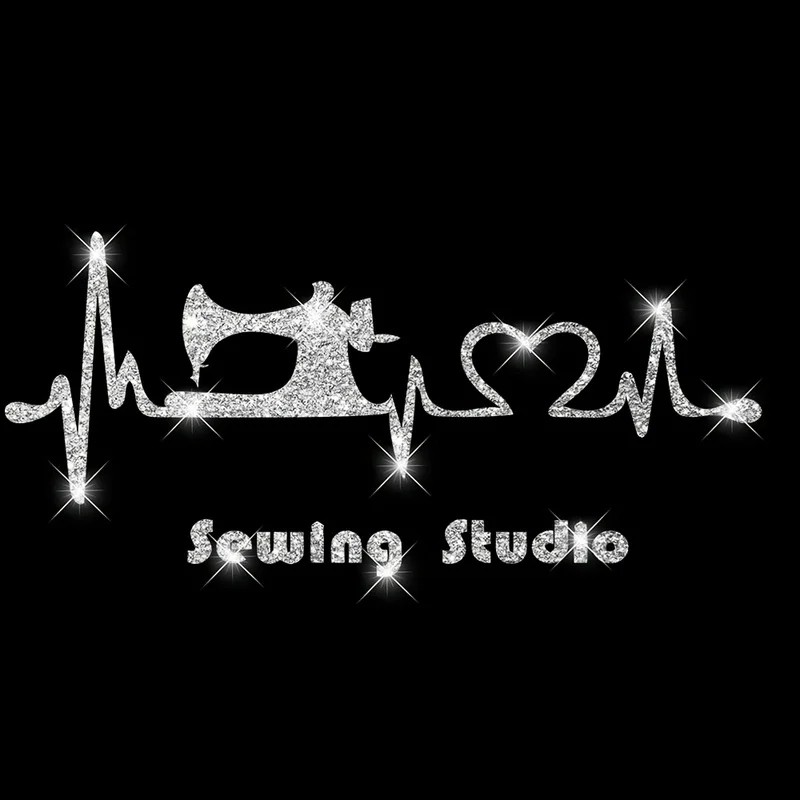 Shiny Sewing Machine Wall Sticker - Heartbeat Pattern Vinyl Decal for Living Room, Bedroom, Office Decoration