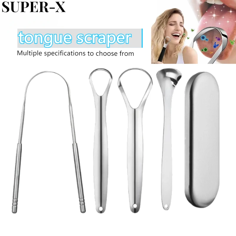 1PCS Premium Stainless Steel Tongue Scraper Cleaner Set Tongue Coating Cleaner Oral Hygiene Tools Portable Travel Portable