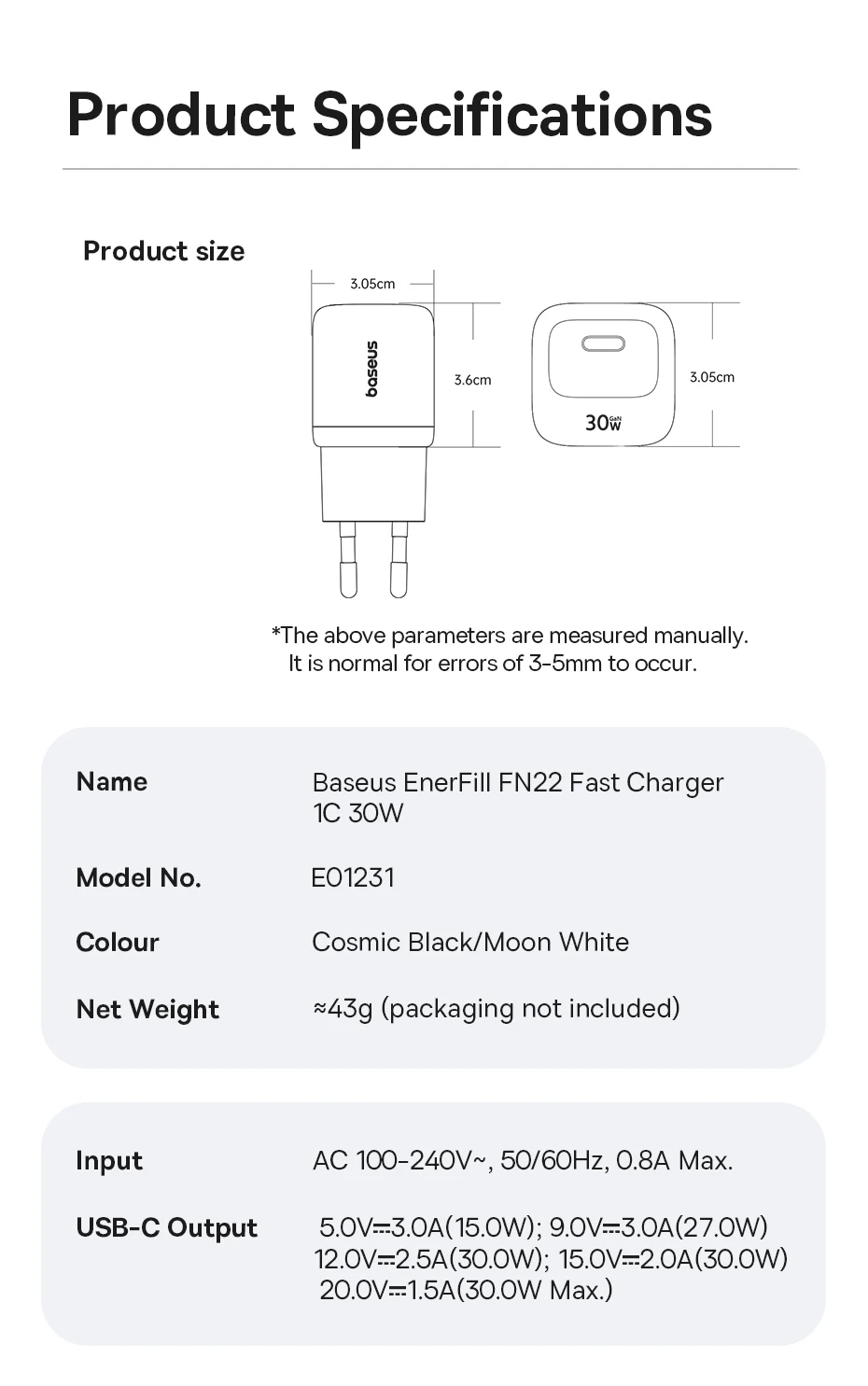 Baseus 45W GaN Ladegerät für iPhone 17 16 15 14 13 Pro Max USB-C Ladegerät mit Unterstützung für PD QC PPS Schnellladung für Laptops – Detail 22