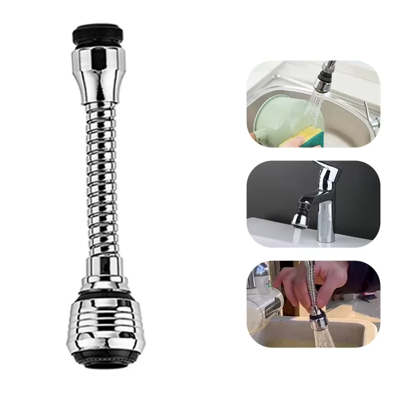 Kitchen Stainless Steel Faucet Sprinkler Water-saving Device Lengthening Rotating Splash Proof Sprinkler Spray Extender Bubbler