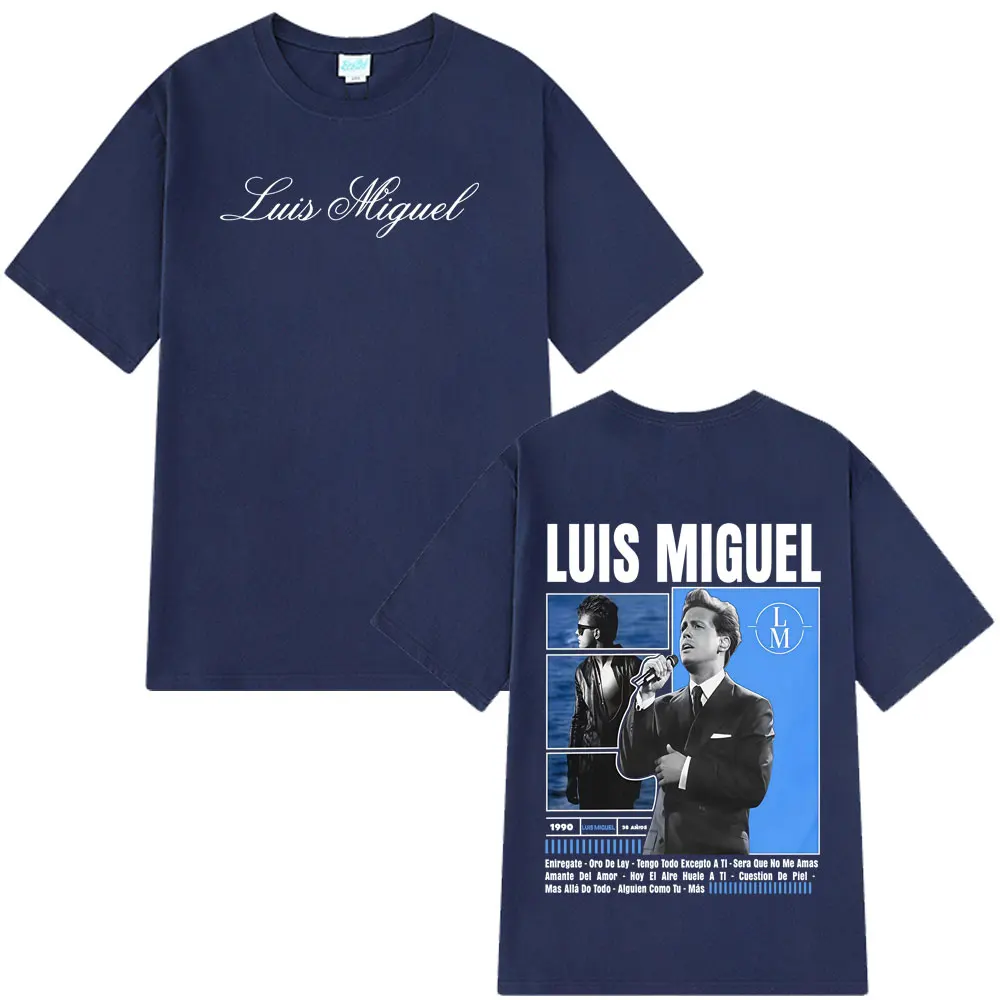 مغني الراب لويس ميغيل ألبوم الجرافيك تي شيرت الرجال النساء موضة الهيب هوب تي شيرت تقليدي المتضخم القطن الذكور تي شيرت الشارع الشهير
