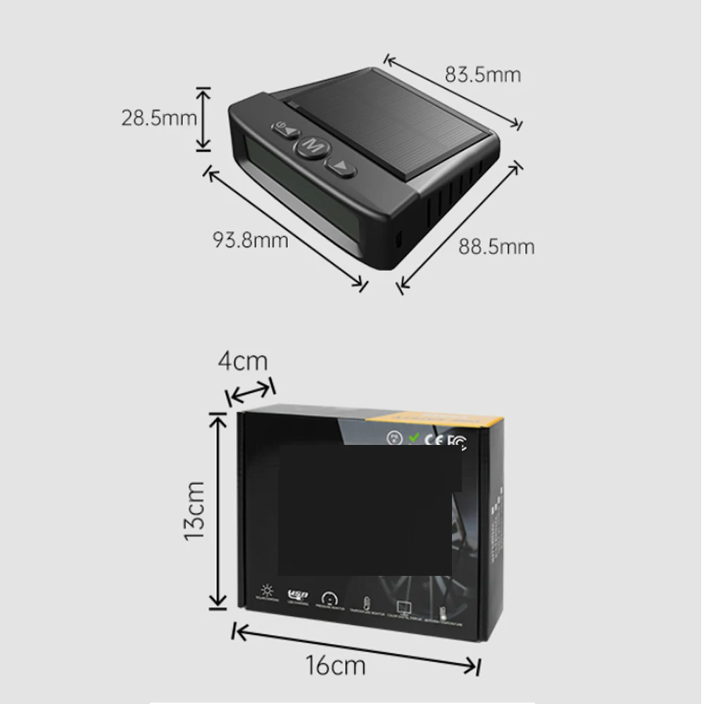 Solar TPMS Car Tire Pressure Alarm Digital Colorful Display 4 Or 6 External Sensors Waterproof Tire Pressure Temperature Warning