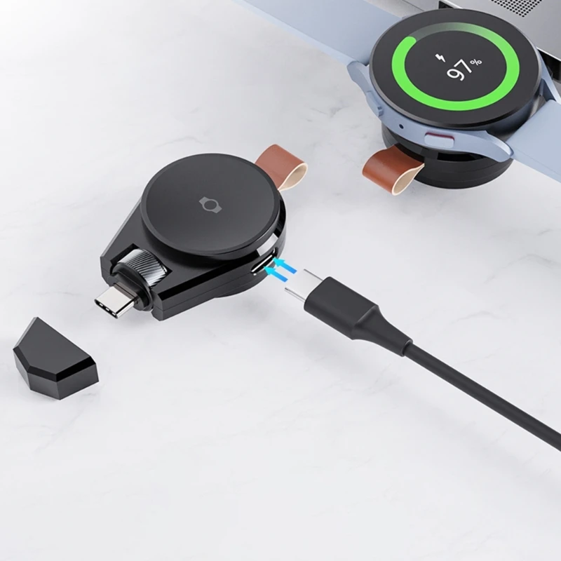 Портативное зарядное устройство USB для часов 6/5/Active 2/Watch4/3, беспроводное магнитное зарядное устройство для быстрой