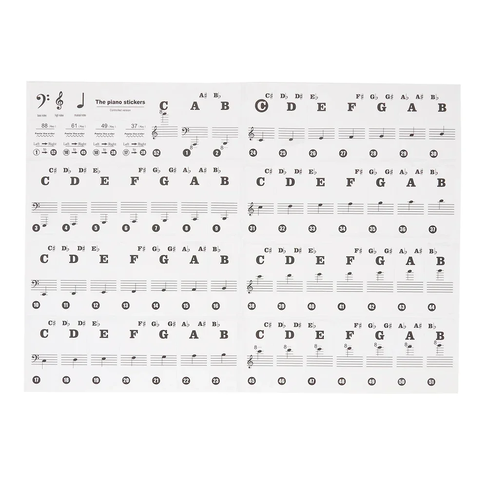 

Music Piano Laminated Sticker 　 　 Piano Educational Clear Laminated Stickers Key Black And White New High Quality