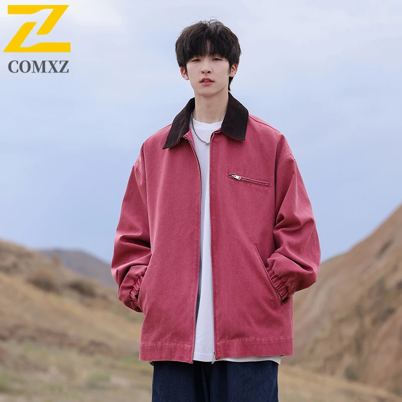 

​Men Outdoor Sports Jacket Autumn Korean Style Waterproof Windproof Casual Coat Vintage Loose Streetwear Lightweight Outerwear​