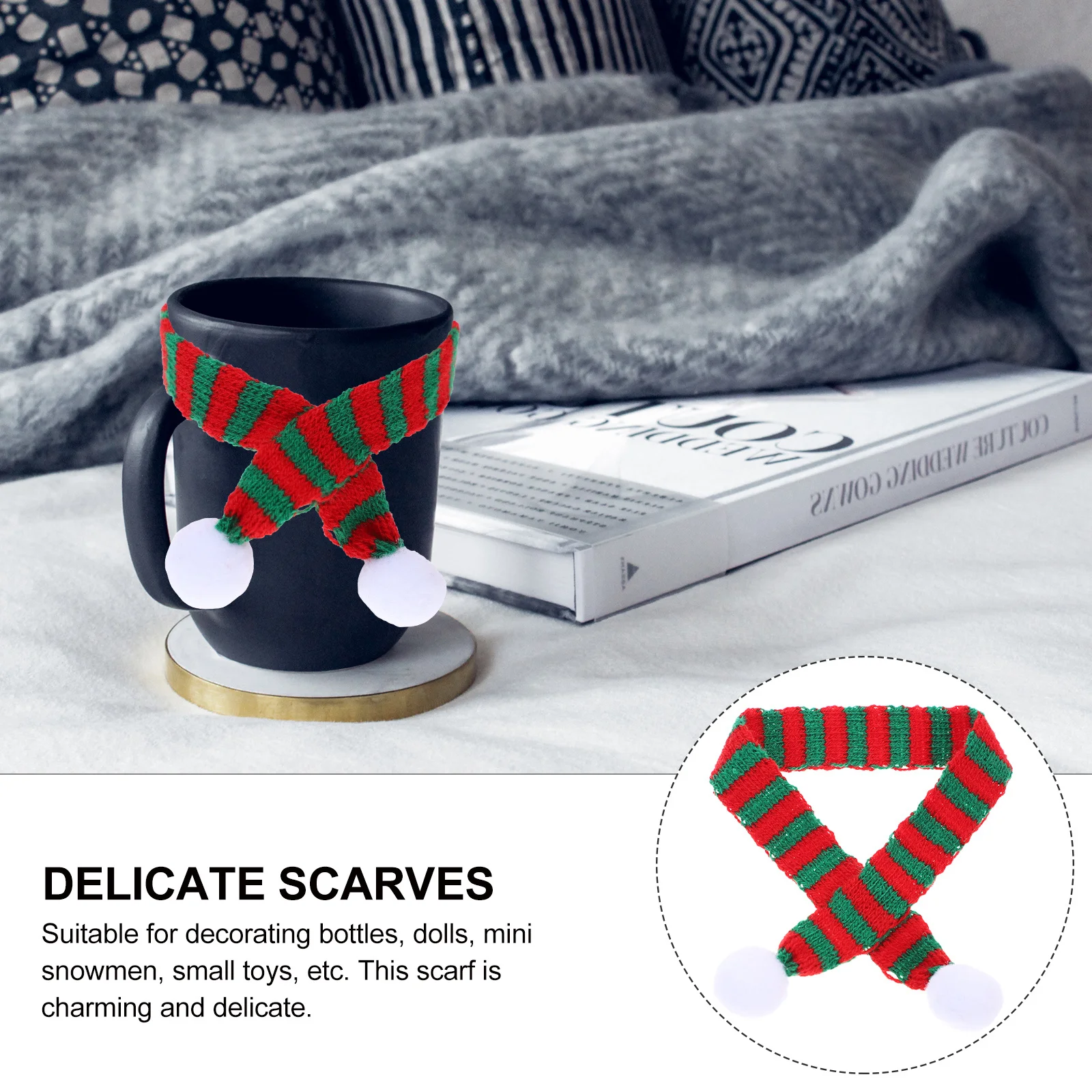 3Pcs Mini Fabric Scarves Soft Comfortable Xmas Party Decor for Bottles Snowman Holiday Supplies Delicate Scarves