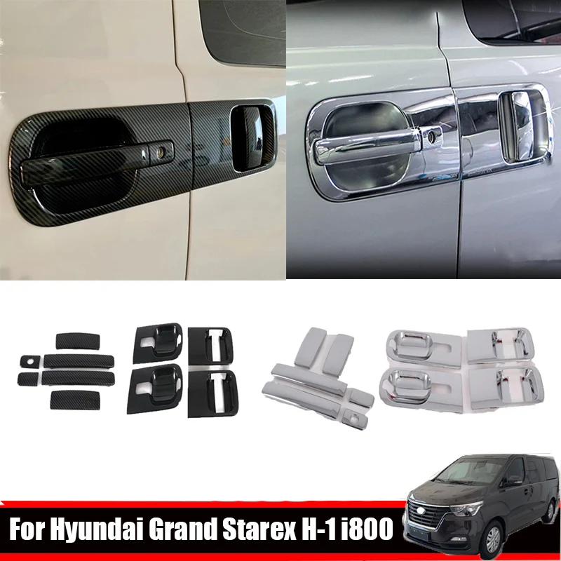 

For Hyundai Grand Starex H-1 i800 2018 2019 2020 ABS Chrome Carbon Exterior Side Door Handles door door Bowls Frame Cover Trim