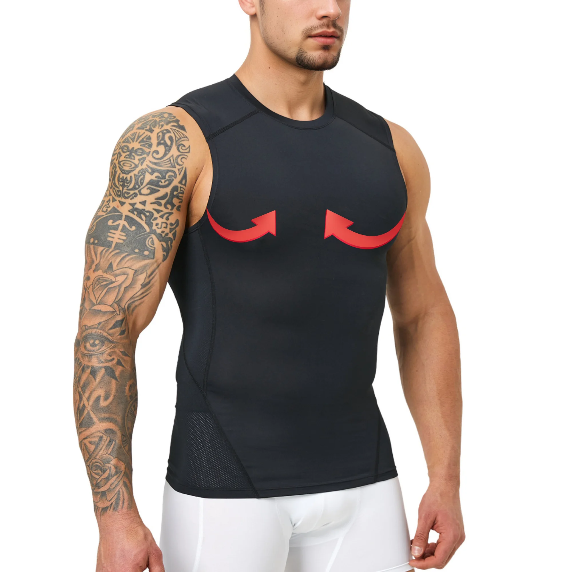 Camiseta Deportiva de Compresión para Hombre, de Color Sólido, con Malla Transpirable en la Espalda, Ajustada, para Entrenamiento Físico