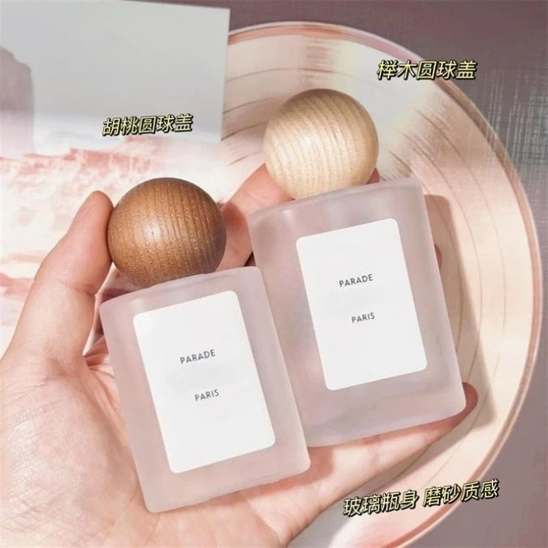 Flacon pulvérisateur de parfum en verre épais Transparent de 50/30ML, avec bouchon en bois, atomiseur de parfum vide, bouteilles carrées portables rechargeables