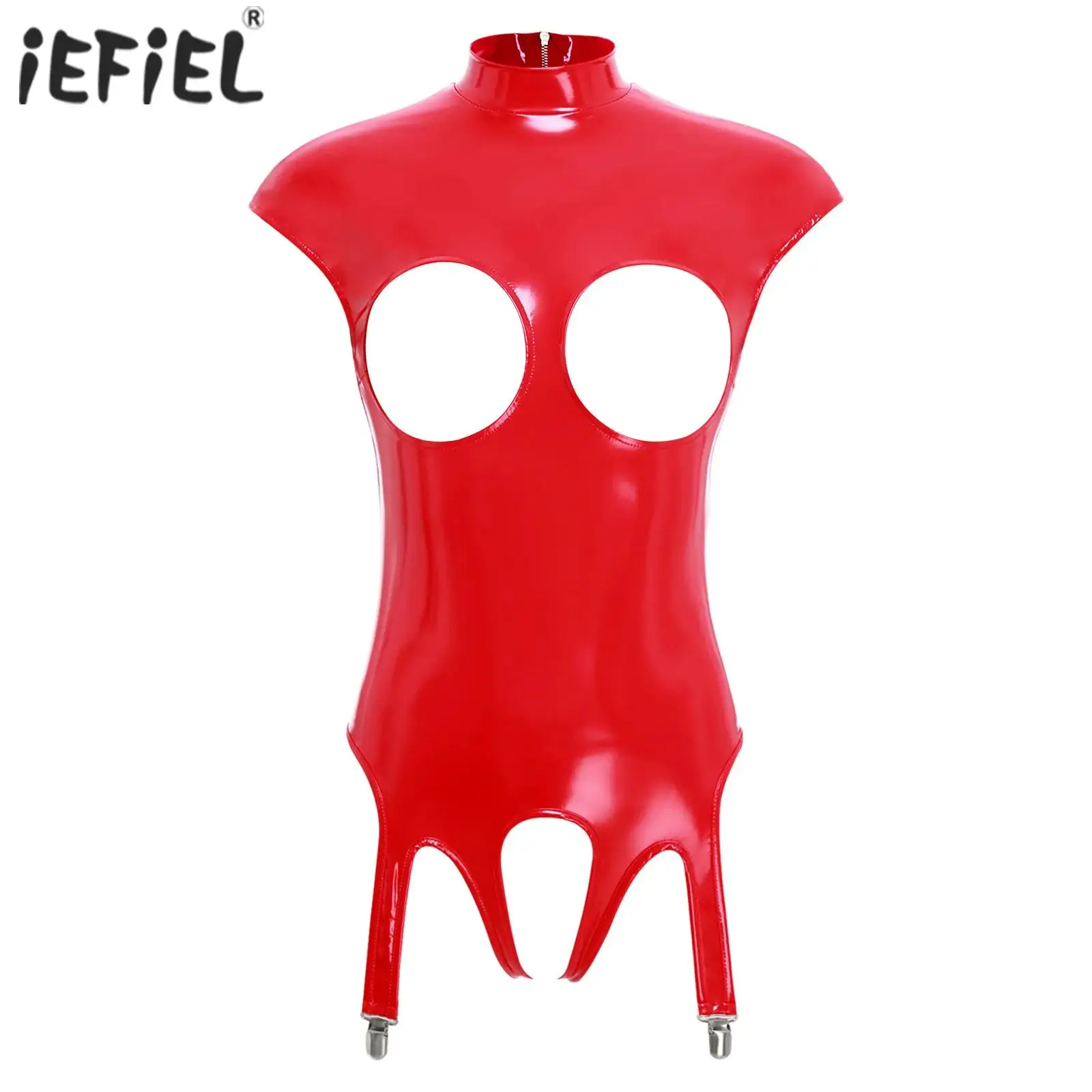 

Женское нижнее белье из глянцевой лакированной кожи с открытыми сосками, боди без вырезов, купальник с открытой промежностью и зажимами для подвязок