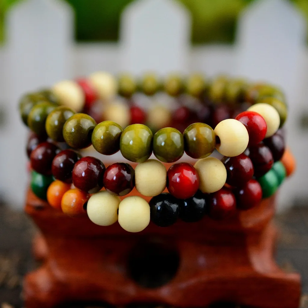 YIZIZAI Men Women Wood Beads Bracelets Rappers Jewelry Gifts  display picture 1