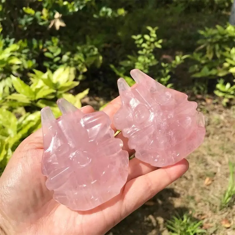 

8CM Natural Rose Quartz Cartoon Flying Saucer Crystal Healing Stone Home Decor Creative Christmas Gifts For Kids 1pcs