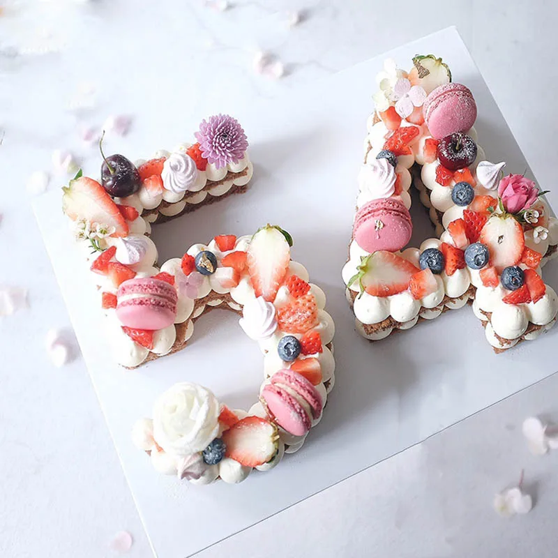 0-8 Numeral Cake Stencils 10/12/14/16/18 Inch White PET Plastic Number Templates Birthday Anniversary Layered Cake Baking Tools