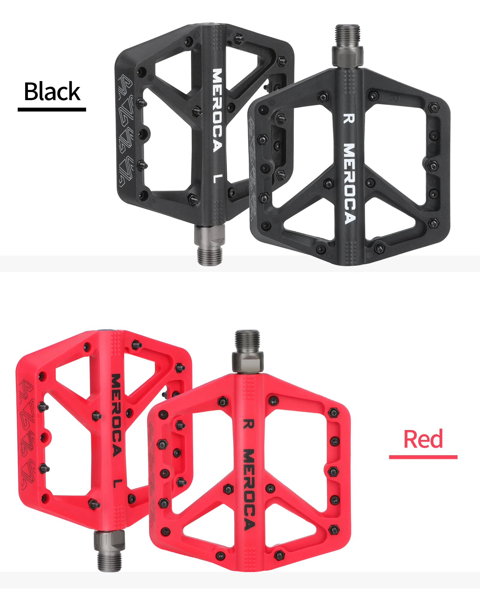 MEROCA Nylon-Fahrradpedale, ultraleichte Dichtungslager, Mountainbike, Rennrad, flache Plattform, wasserdichte Fahrradpedale, rutschfeste Teile – Detail 11
