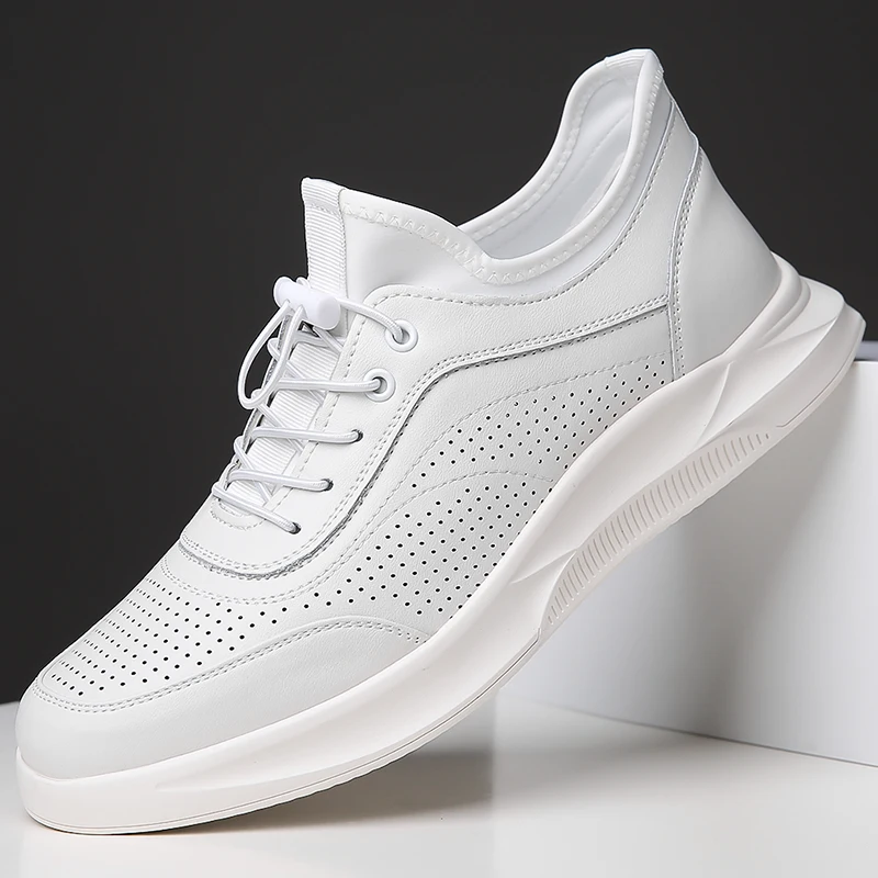 

Sneakers Men High-Quality Leathert Wear-Resistant White Walking Shoes New Fashion Comfortable Flat Skate Shoes for Man