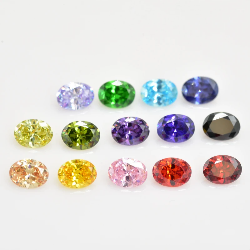 15pcs/lot 1pcs of each colour 3x5mm~10x12mm Loose Oval Shape Cubic Zirconia Bright CZ Stone AAAAA Gems DIY for