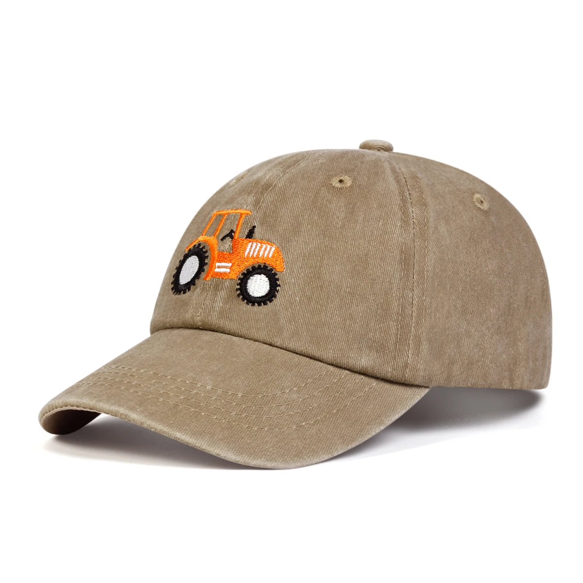 Children Bulldozer Embroidery Wash Baseball Caps Spring Autumn Outdoor Adjustable Casual Hats Boy Girl Travel Sunscreen Hat