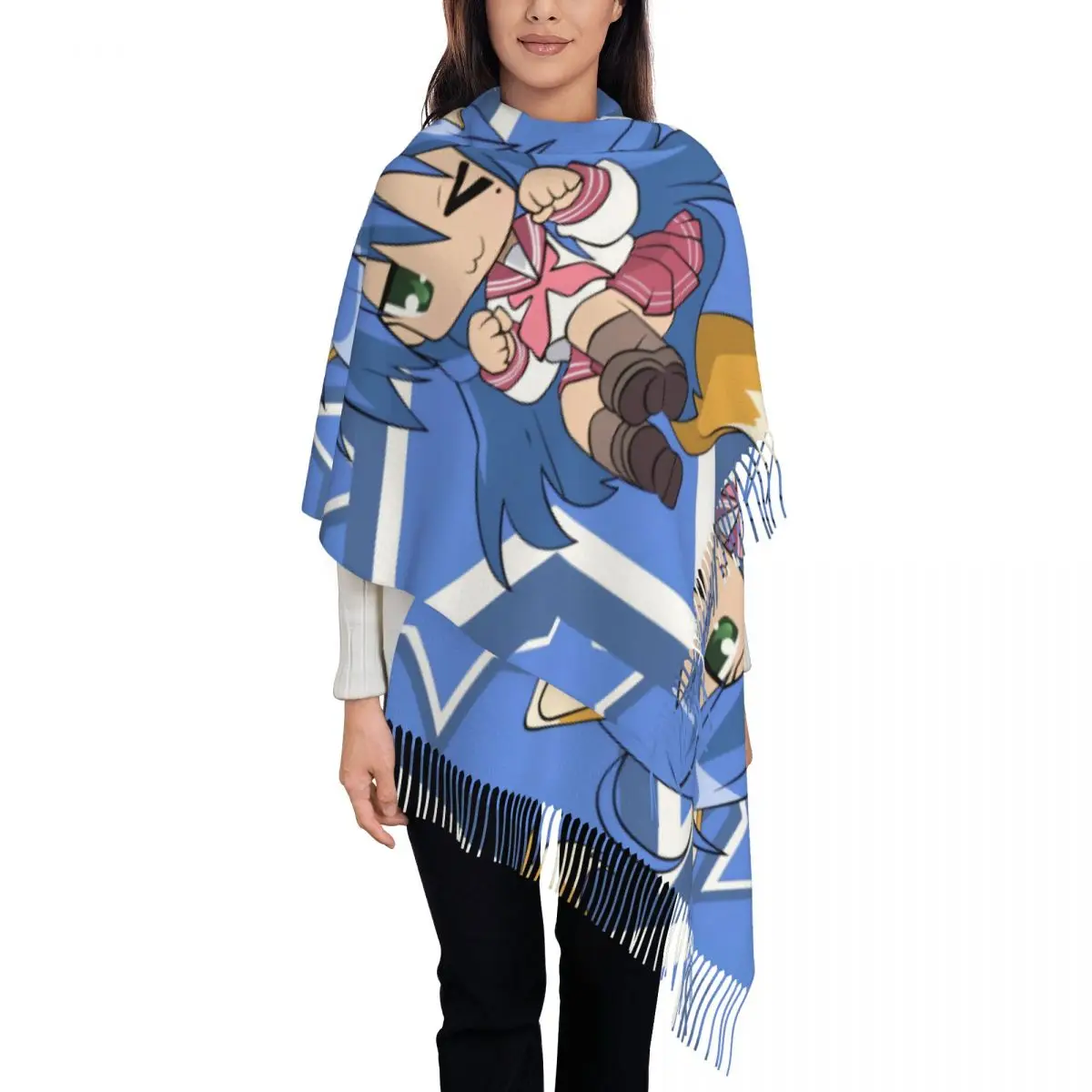 

Personalized Print Anime Lucky Star Kawaii Scarf Men Women Winter Fall Warm Scarves Game Japanese Shawl Wrap