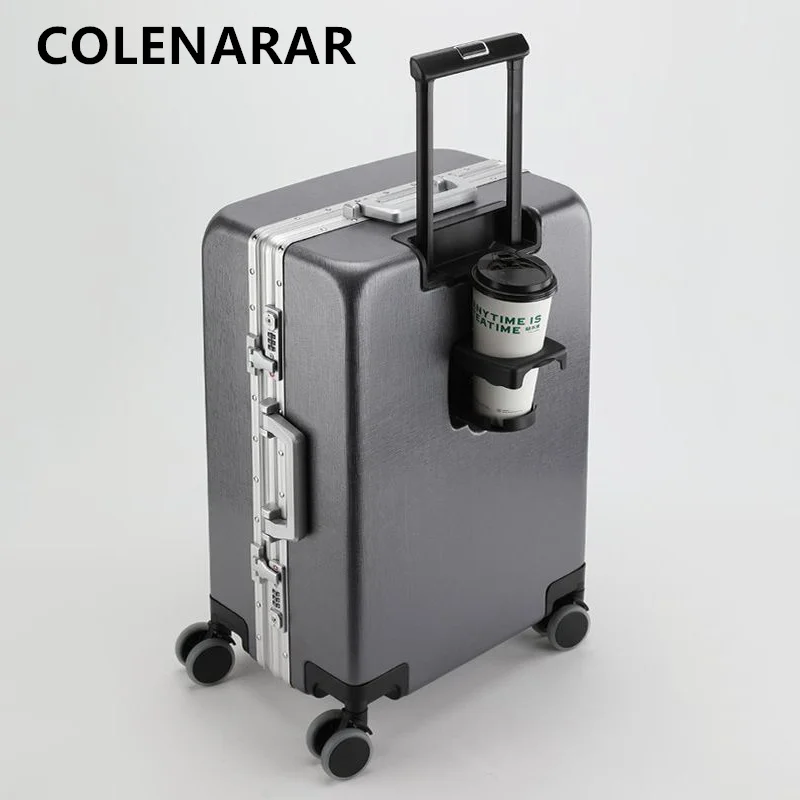 COLENARA Aluminum Frame Suitcase Zipper Boarding Box Large Capacity Trolley Case 20