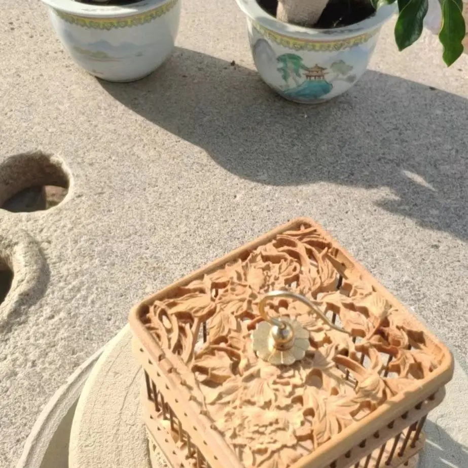 Natural Wood Cage Bamboo Hand Craft DIY Spencimen Display Bird Insect Cricket 10cm