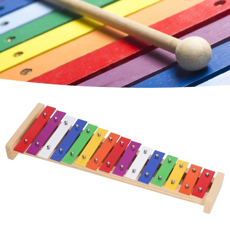 15 ملاحظة إكسيليفون أداة إكسيليفون تعليمية ملونة مع 2 مطرقة للأطفال