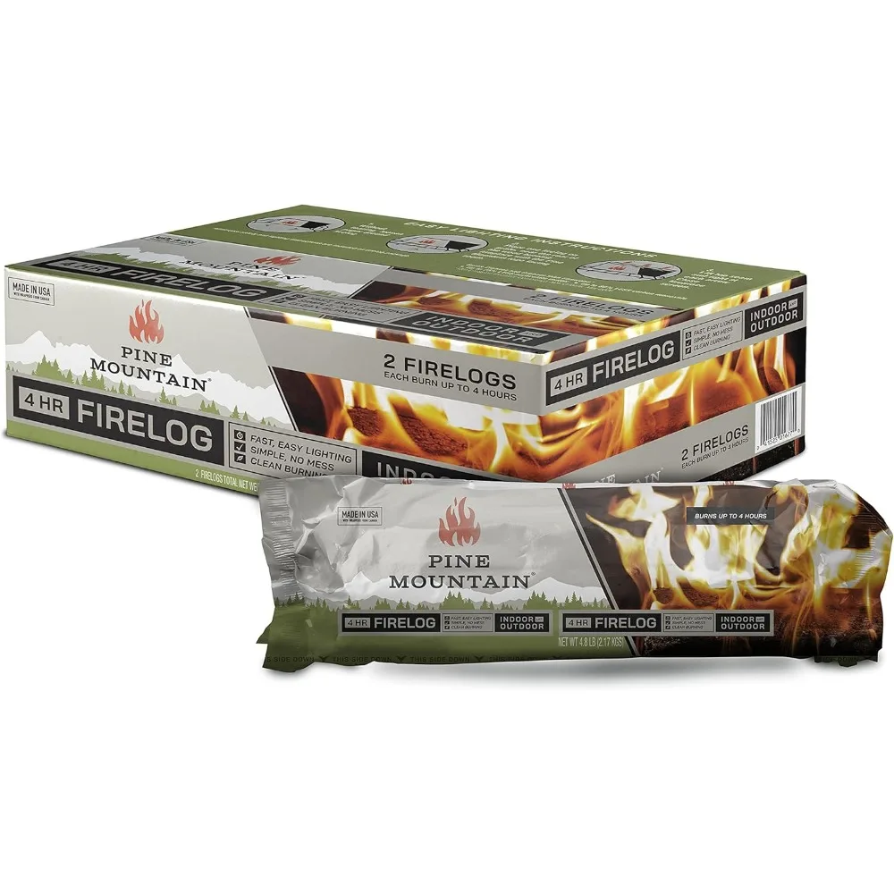 

Pine Mountain Traditional 4-Hour Firelogs, Easy Starter Logs, Long Burning Firelog for Fireplace, Campfire, Fire Pit, Indoor & O