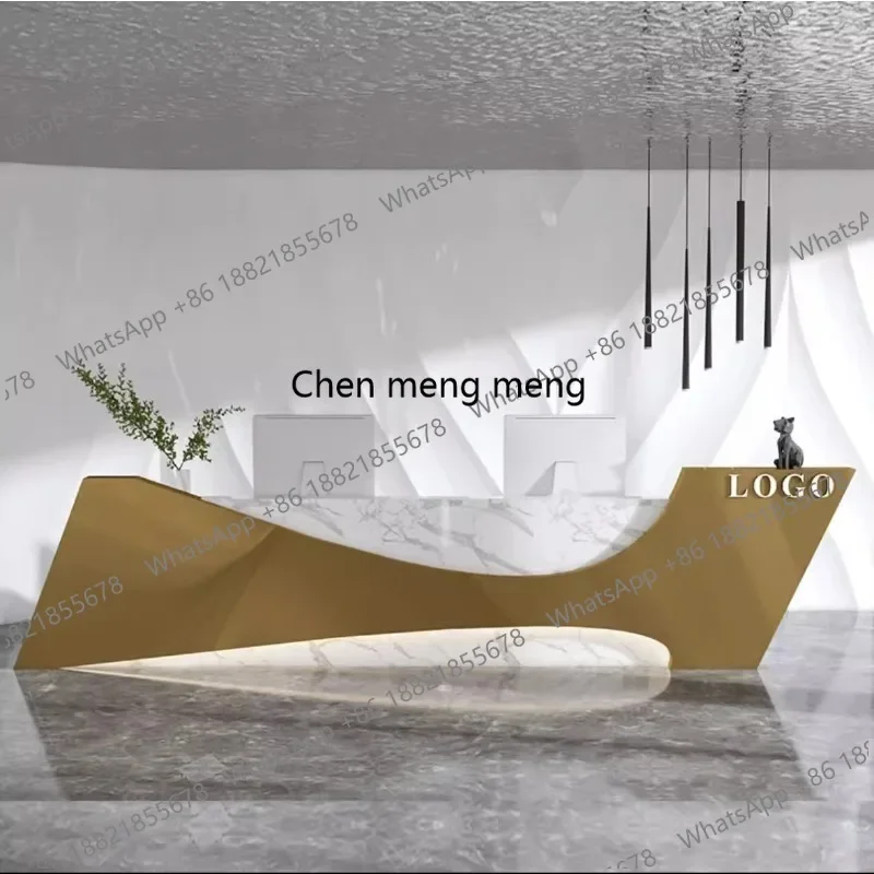 

z0189Shop Luxury Reception Desks Aesthetic Simple Best Company Reception Desks Salon Wood Bar Welcome Mostrador De Tienda Furnit