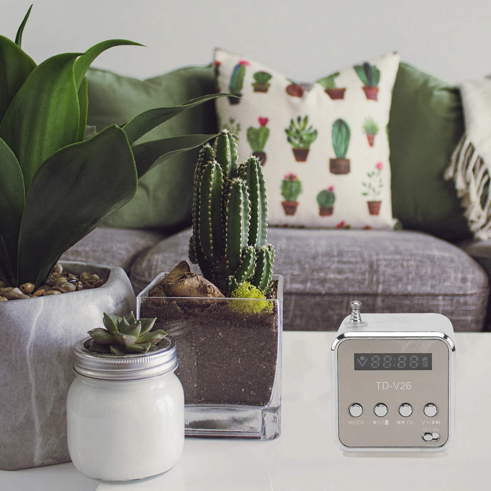 

Mini Portable Digital Speaker Green USB Card MP3 Player LED Display Rechargeable Multi-Color for