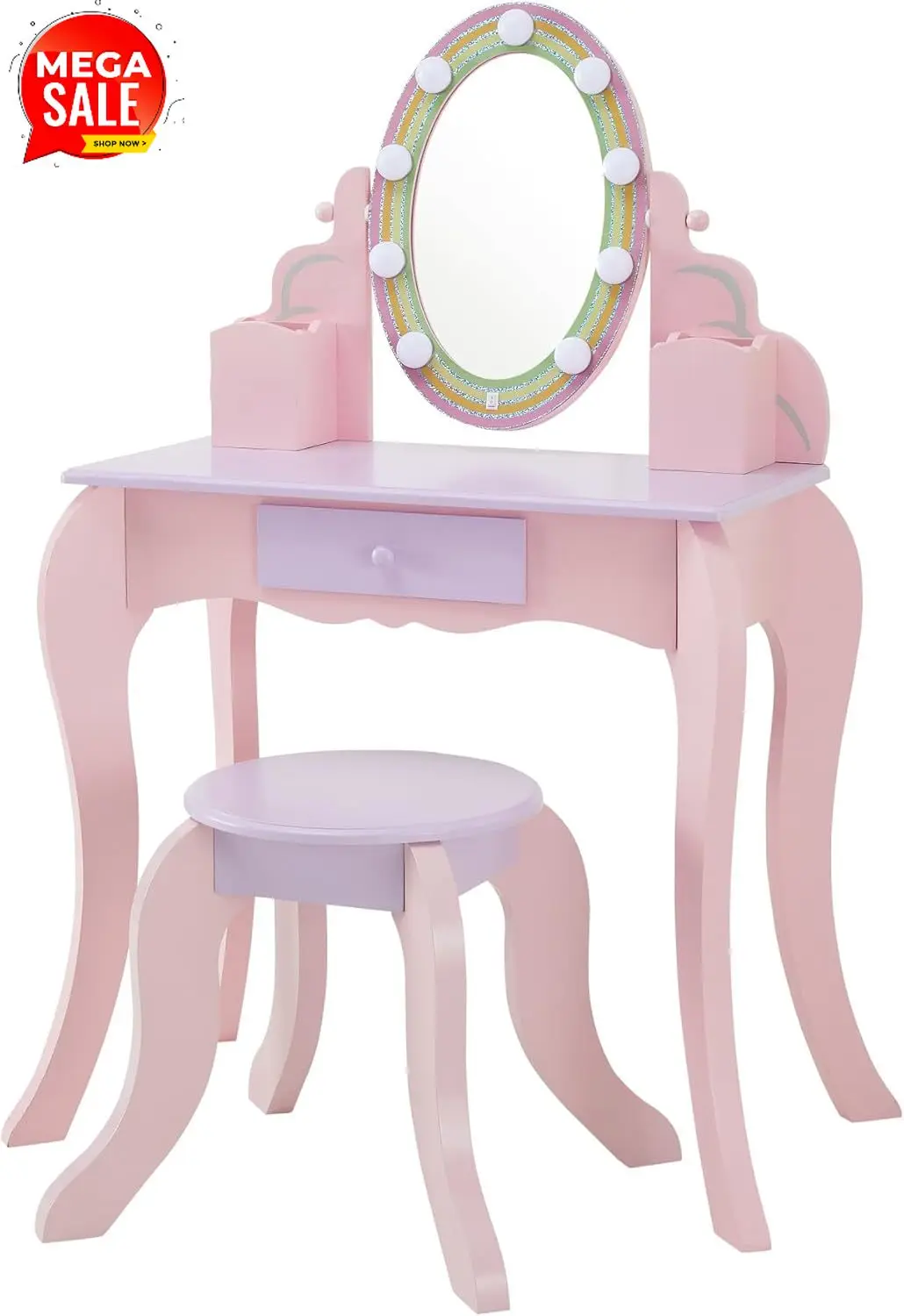 

Teamson Kids - Little Princess Rapunzel Vanity with LED Illuminated Mirror