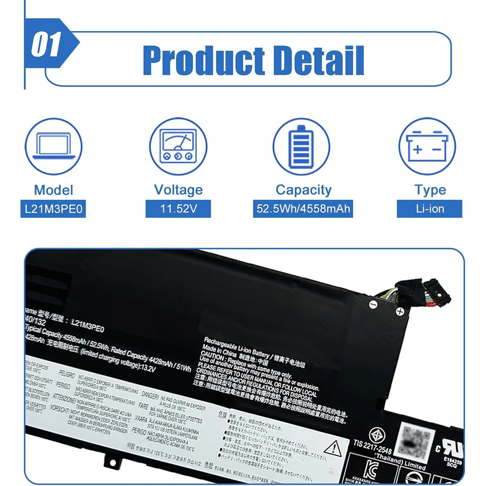 L21M3PE0 L21M3PE1 Laptop Battery for Lenovo IdeaPad Flex 5 14IAU7 14ALC7,5-14ABR8 5-14IRU8 5-16ABR8 L21C3PE0 L21L3PE0 L21B3PE0
