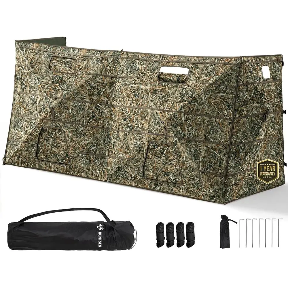 

Lightweight 3/4 Panel Pop-Up Camouflage Hunting Blind with Silent Sliding Windows and Carry Bag for Turkey, Duck, and Deer Hunti
