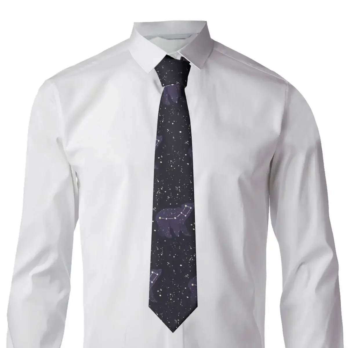 Corbata clásica para hombre, constelación de oso flaco en la noche, corbatas de cielo estrellado, cuello estrecho, accesorios de corbata informales ajustados, regalo