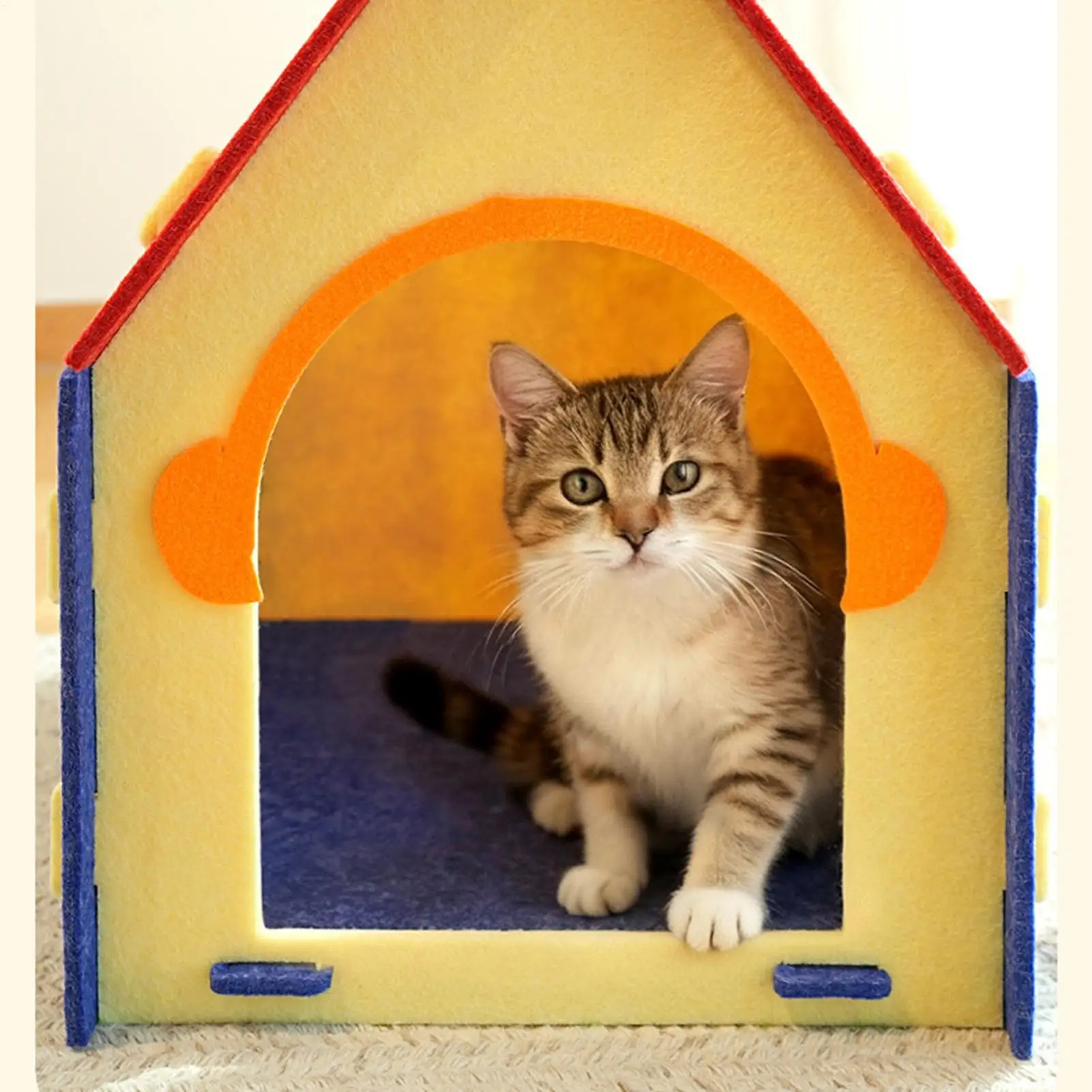 Felt Cat House Enclosed Pet Bed Multi-Hole Pet Cave Nest for Cats Dogs Kittens Puppies Indoor Home Bedroom Living Room Winter