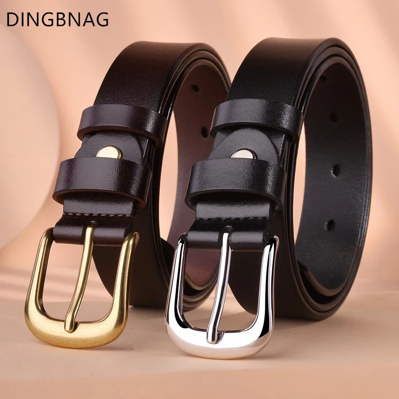 

2023 New High Quality Belts For Women Genuine Leather Exquisite Gold Pin Buckle Wide Belt Women's Fashion Decorative Jeans Belt