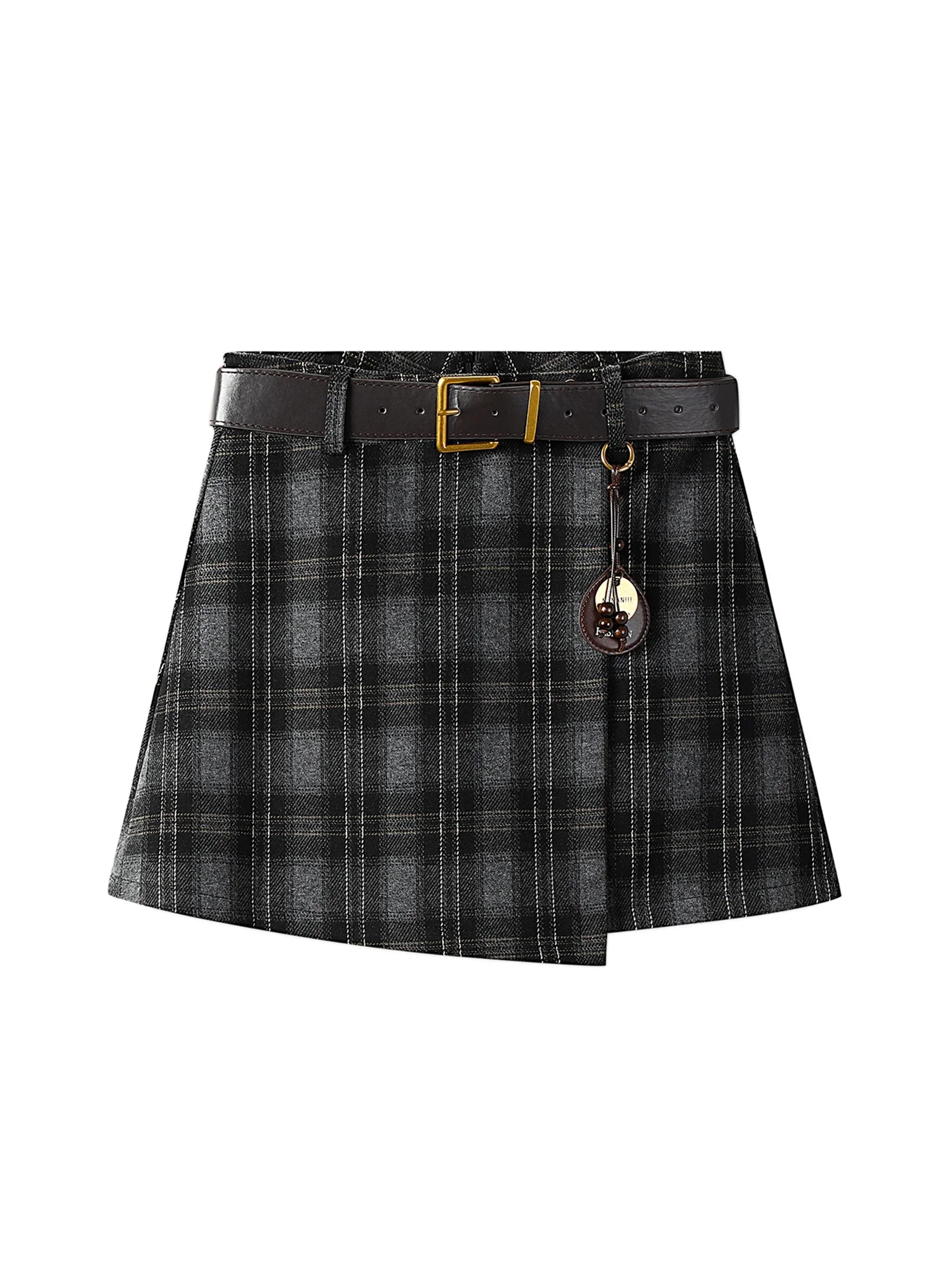 Women's Black Gothic A-line Plaid Skirt Y2k Gyaru High Waist Asymmetrical Short Skirt Harajuku Mini Skirts 2000s Clothes