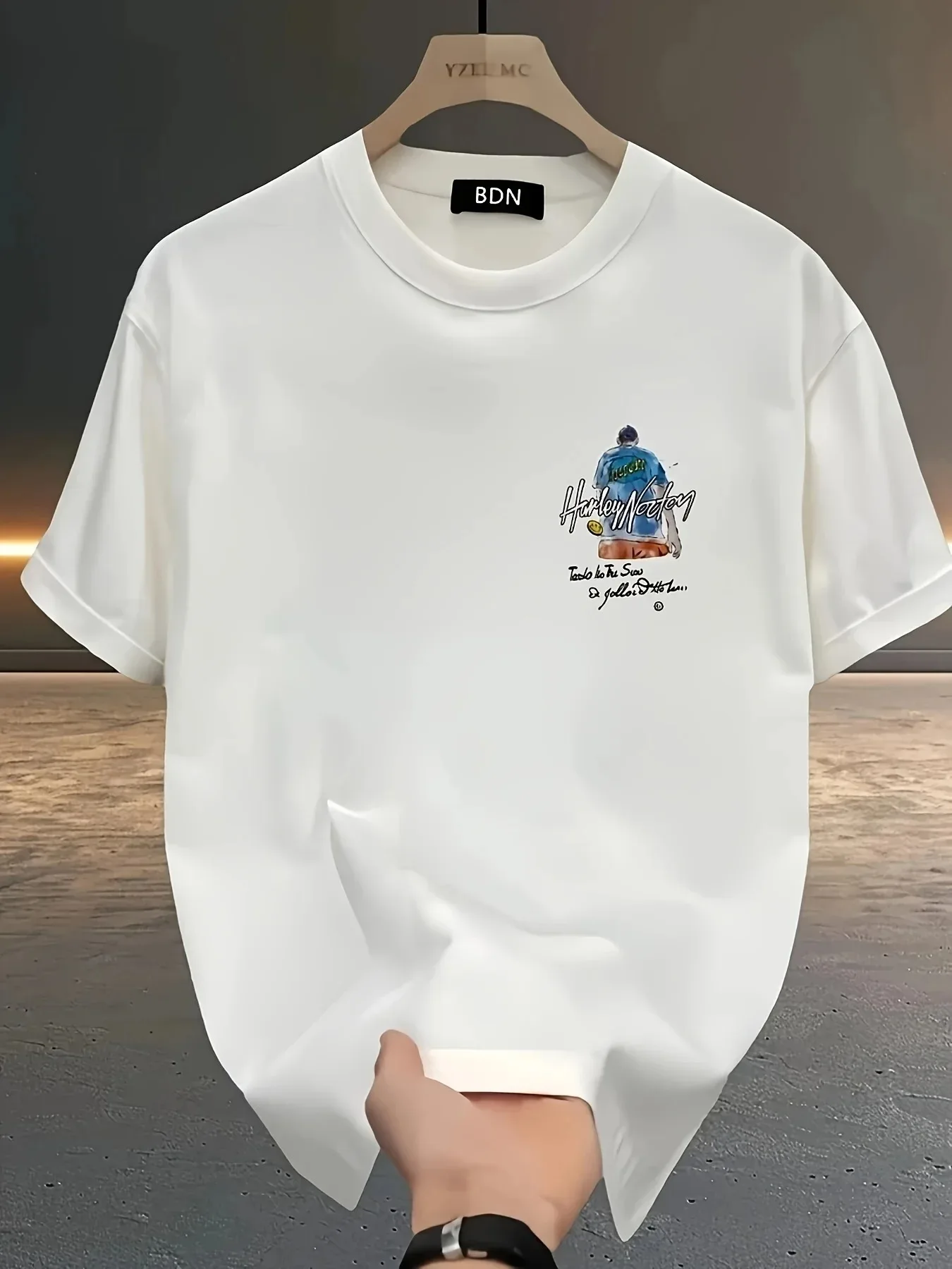 Men's Figure Graphic T Shirt Harley Norton Watercolor Boy Print Oversized Streetwear Vintage Graffiti Style Summer Daily Tee Top