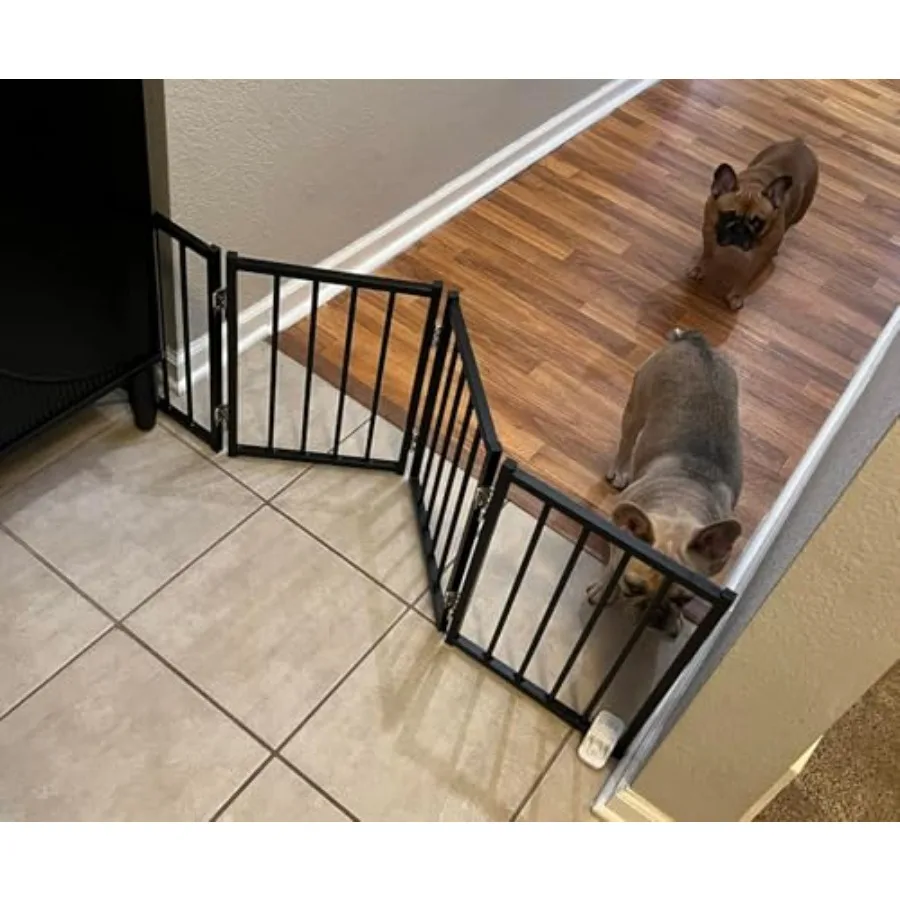 

Свободностоящая складная широкая перегородка для собак (16,5 дюймов) для лестниц и дверных проемов, для использования в помещении и на улице, без сверления